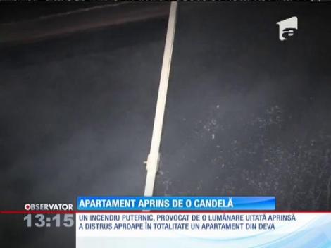 Un incendiu puternic a distrus un apartament din Deva