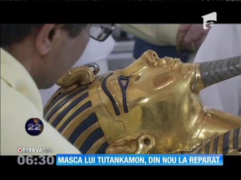 Masca de aur a lui Tutankamon, din nou la reparat