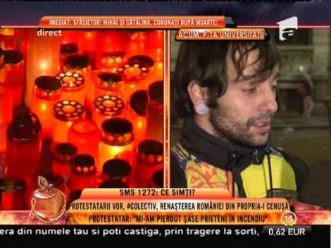 Un protestatar, în lacrimi: "Mi-am pierdut șase prieteni în incendiul de la Colectiv!"