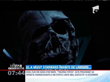 Un american bolnav de cancer, aflat în ultima fază, a vizionat filmul "Star Wars: Trezirea Forţei", înainte de lansare