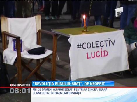 A cincea seară de proteste în Piaţa Universităţii