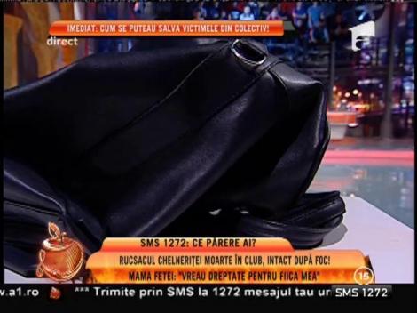 Rucsacul chelneriţei moarte în club, intact după foc!