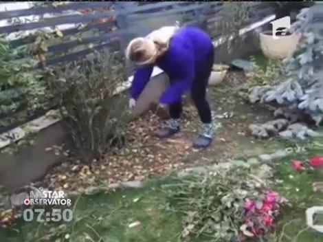 Andreea Bănică își gospodareşte prin gradină