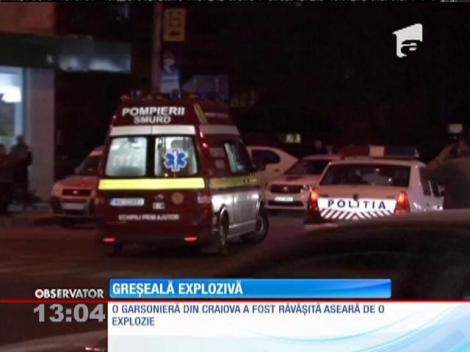 O garsonieră din Craiova a fost răvăşită de o explozie