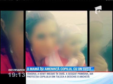 Înformații șocante! O mamă își amenință copilul cu un cuțit!