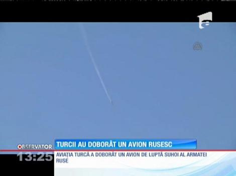 Un avion militar rusesc a fost doborât în Siria de armata turcă