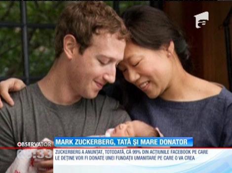 Creatorul reţelei Facebook, Mark Zuckerberg, a devenit tată. A anunțat că își va 99% din avere!