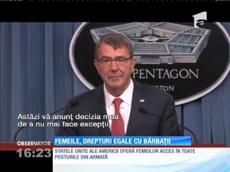 Femeile din armata americană vor avea drepturi egale cu bărbații
