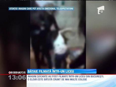 Imagini şocante într-un liceu din Capitală. O elevă este bătută crunt de mai multe colege