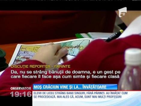 Moş Crăciun vine şi la şcoală. Pentru învăţători şi profesori. Unii învăţători primesc chiar şi 3.000 de lei, din chetă