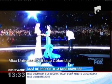 Gafă monumentală la Miss Universe. O tânără din Columbia a fost încoronată dar nu s-a putut bucura prea mult. Câştigătoarea era, de fapt, alta