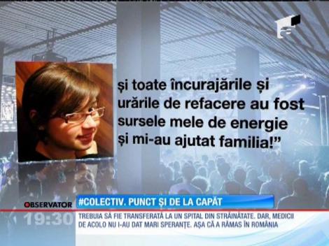 O supravieţuitoare de la incendiul din Colectiv publică o scrisoare manifest