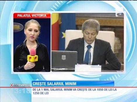 Salariul minim va creşte la 1250 de lei, din luna Mai