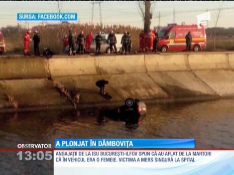 A plonjat cu mașina în răul Dâmbovița, în apropiere de Târgul Vitan
