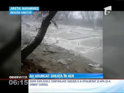Blocuri mari de gheaţă au blocat albia unui râu din Bistriţa-Năsăud