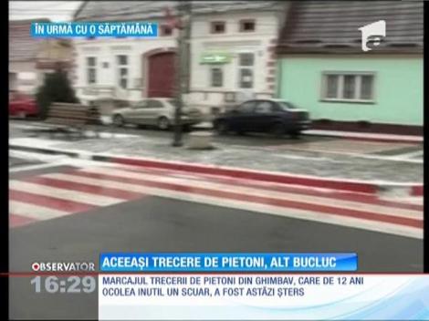 Cea mai ciudată trecere de pietoni din România, ştearsă şi refăcută