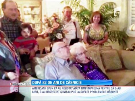 Un cuplu din California a sărbătorit 82 de ani de căsnicie