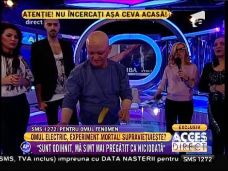 N-ai mai văzut așa ceva! Biba Struja, omul electric, a folosit pe post de bec un castravete! Iată ce s-a întâmplat