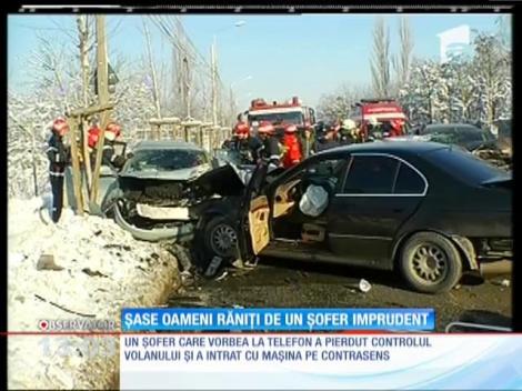PERICOL PUBLIC! Accident grav în Bucureşti din cauza unui şofer care vorbea la telefon