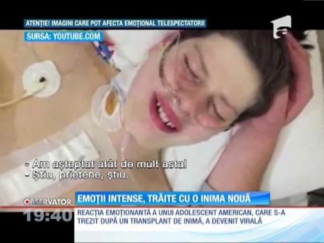 Imagini cu impact emoțional! Cum a reacționat un adolescent american de îndată ce s-a recuperat după un translant la inimă