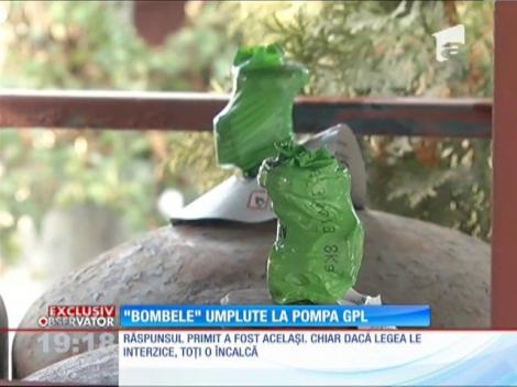 De avantajul staţiilor GPL nu se bucură doar şoferii! De la aceeaşi pompă, se încarcă pe bandă rulantă şi butelii de aragaz