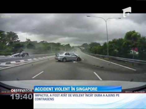 Imagini șocante! Accident violent pe o şosea din Singapore