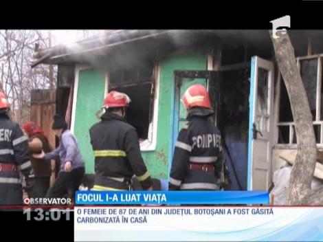 O femeie de 87 de ani din Botoşani a fost găsită carbonizată în casă