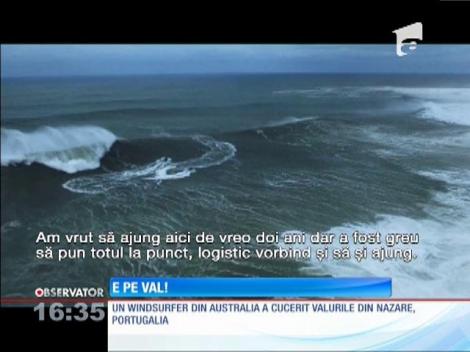Amatorii de windsurf, atraşi de valurile uriaşe din Portugalia