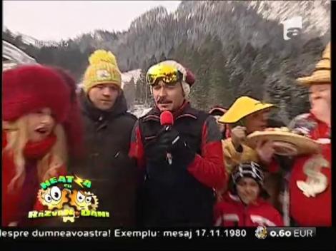 Unul împinge, altul trage! Matinalii au uitat de frig! Concurs de tăiat BUŞTENI, la OPT ani de “Neatza”