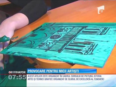 Provocare pentru micii artiști care participă la cursul de pictură organizat de Fundaţia Dan Voiculescu