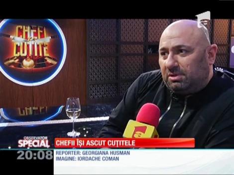 IMAGINI DIN CULISE! Florin Dumitrescu, Sorin Bontea şi Cătălin Scărlătescu se vor duela în noul show - "Chefi la cuţite"
