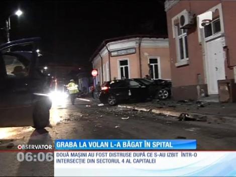 Impact violent într-o intersecţie din Bucureşti! Doi oameni au fost răniţi