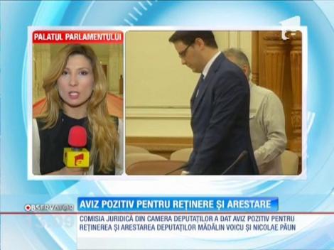 Aviz pozitiv pentru reţinerea şi arestarea deputaţilor Mădălin Voicu şi Nicolae Păun