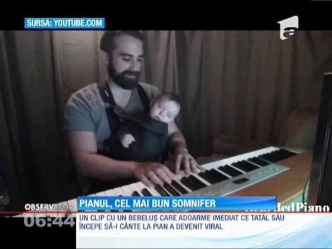 VIDEO ADORABIL! Pianul, cel mai bun somnifer pentru un bebeluş