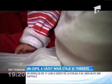 Un bebeluş de numai 11 luni a supravieţuit miraculos după ce a căzut de la etajul 9 al unui bloc din Capitală