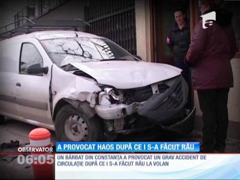 Un bărbat căruia i s-a făcut rău la volan a provocat un accident grav pe o stradă din Constanţa