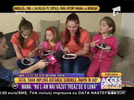 Surorile din casa terorii au primit tort. Un lucru banal pentru mulţi copii, pentru ele însă este cea mai frumoasă surpriză