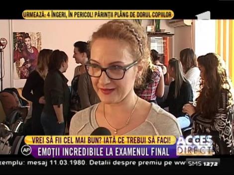 Emoţii mari pentru cursante. Mirela Vescan a stat cu ochii numai pe eleve la examenul final