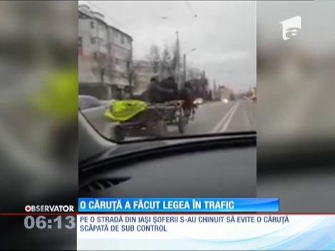Circulaţia în Iaşi, dată peste cap de o căruţă
