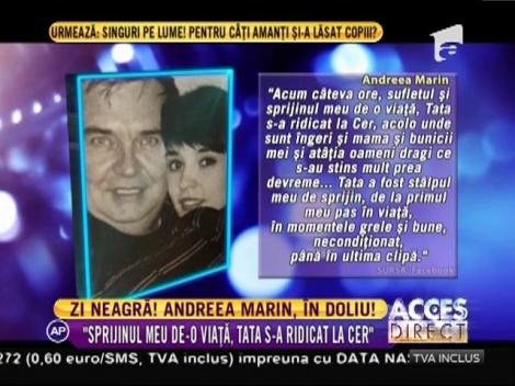 Andreea Marin este în doliu! Tatăl vedetei și-a dat ultima suflare