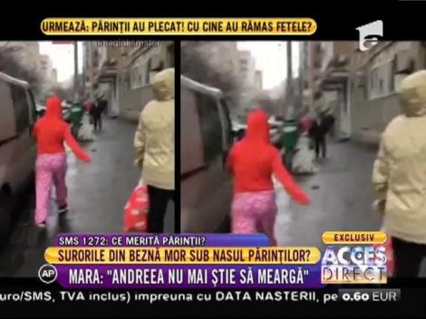 Părinţii celor două surioare din beznă au luat-o la fugă când au văzut că sunt filmaţi!