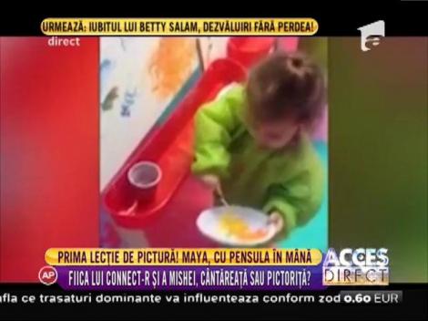 Prima lecţie de pictură pentru Maya!