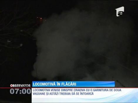 O locomotivă a luat foc în gara din Drobeta Turnu Severin