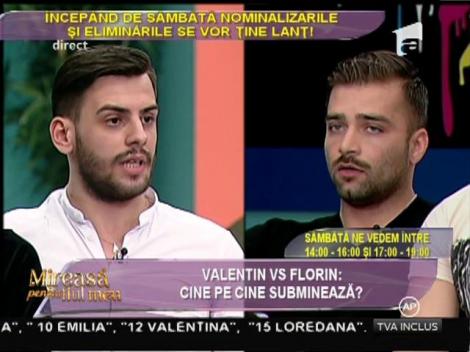 Ceartă între miri! Florin către Valentin: "Dacă mă uit la tine, observ că porţi doar hainele susţinătorilor!"