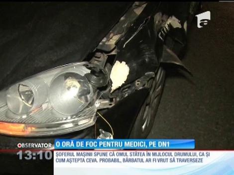 Un bărbat de 42 de ani a fost spulberat de o maşină, pe DN1
