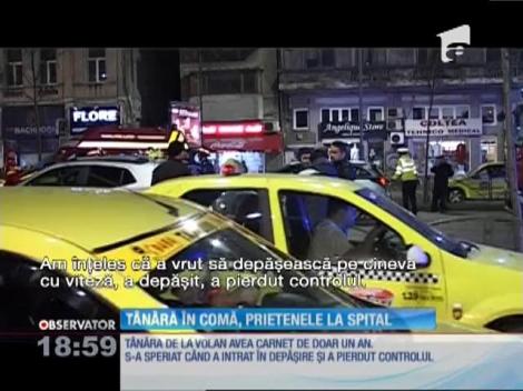 O tânără este în comă indusă după ce a zburat de pe locul din spate al unei maşini şi s-a izbit de parbriz, în urma unui grav accident care a avut loc în centrul Capitalei
