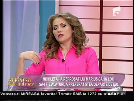 Nicoleta: "Când mi s-a făcut rău, Marius în loc să stea alături de mine, a preferat să stea în bucătărie!"