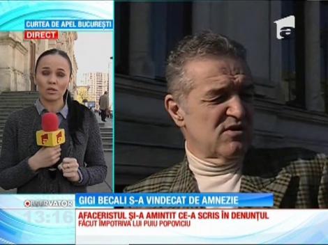 Gigi Becali s-a vindecat de amnezie în procesul cu Puiu Popoviciu