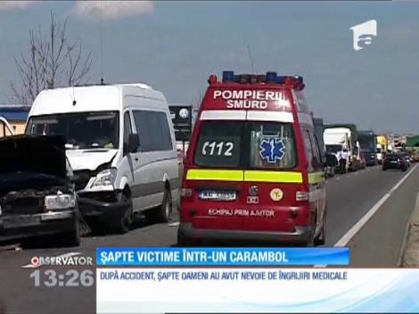 Carambol pe o șosea din Argeș. Șapte oameni au fost răniți