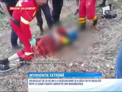Un biciclist de 30 de ani a căzut într-o zonă abruptă de pe Valea Romană din Maramureş